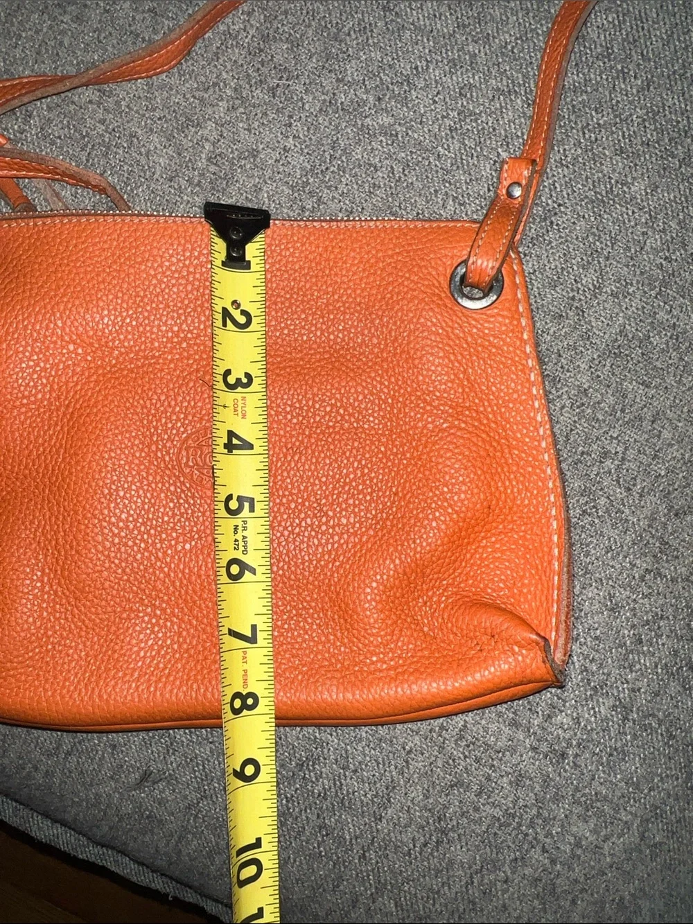 Roots Orange Pebbled Leather Crossbody Bag